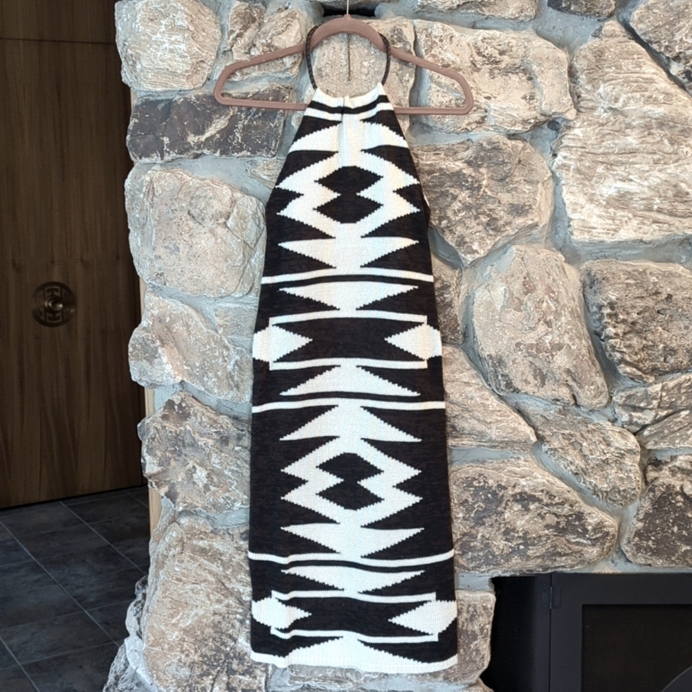 Ralph Lauren Aztec Knit Tribal Halter Dress sz XS